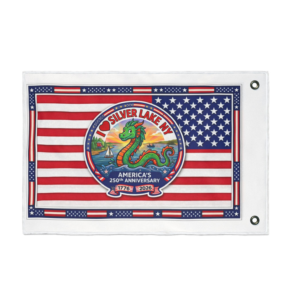 Silver Lake NY 250th Anniversary Double-Sided American Flag — Patriotic Outdoor Banner