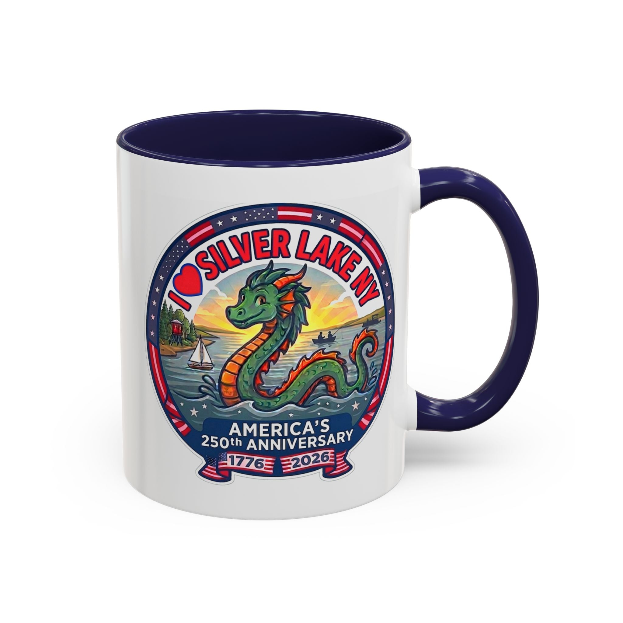 Silver Lake NY Sea Serpent Coffee Mug - "I Love Silver Lake NY" 250th Anniversary Accent Mug (11/15oz)