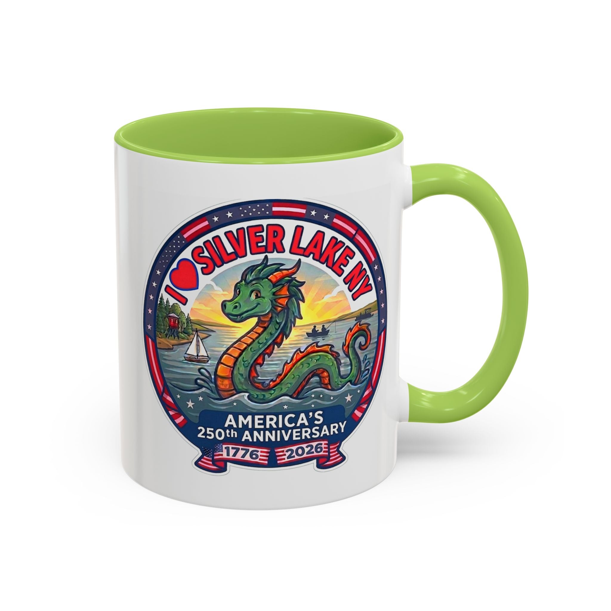 Silver Lake NY Sea Serpent Coffee Mug - "I Love Silver Lake NY" 250th Anniversary Accent Mug (11/15oz)