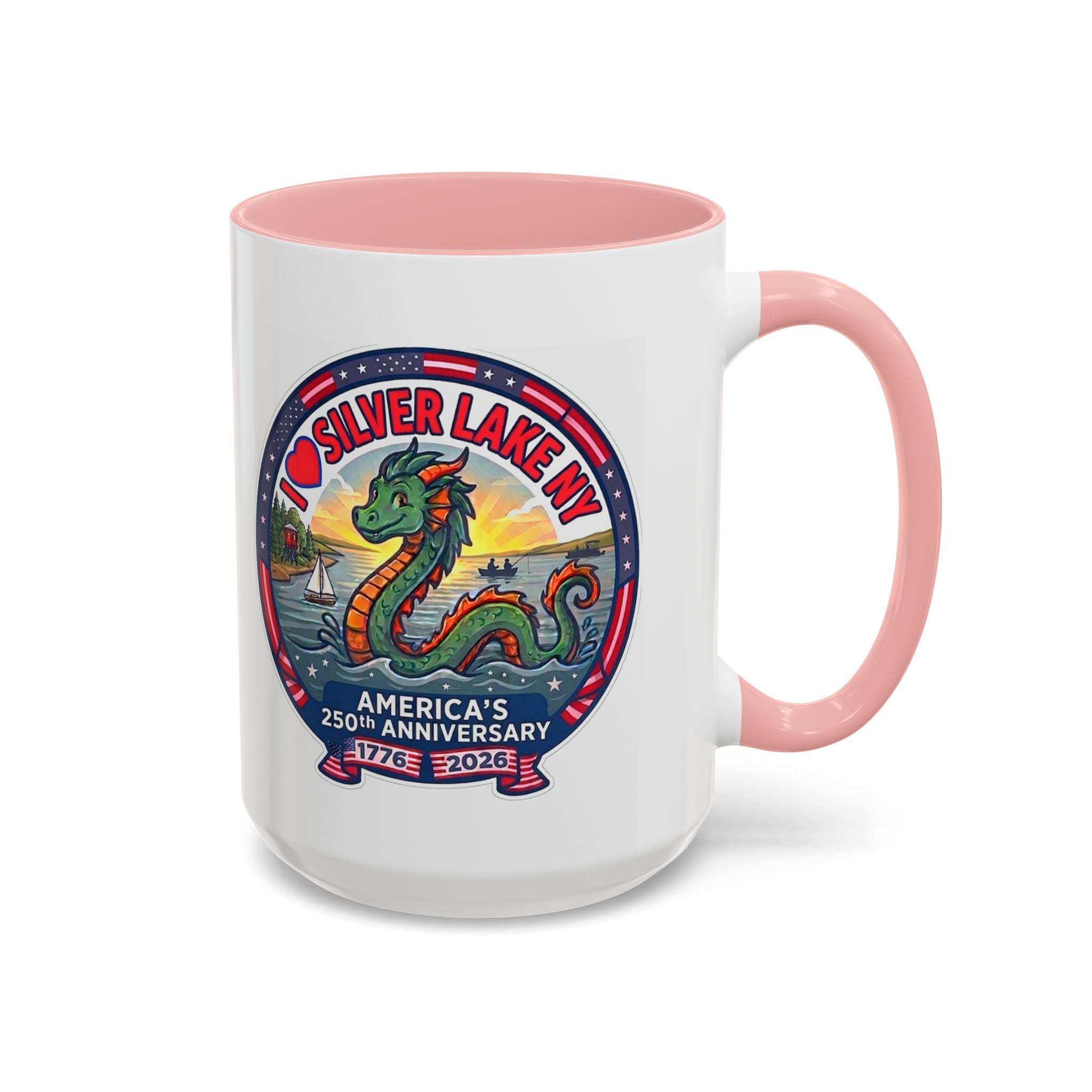 Silver Lake NY Sea Serpent Coffee Mug - "I Love Silver Lake NY" 250th Anniversary Accent Mug (11/15oz)