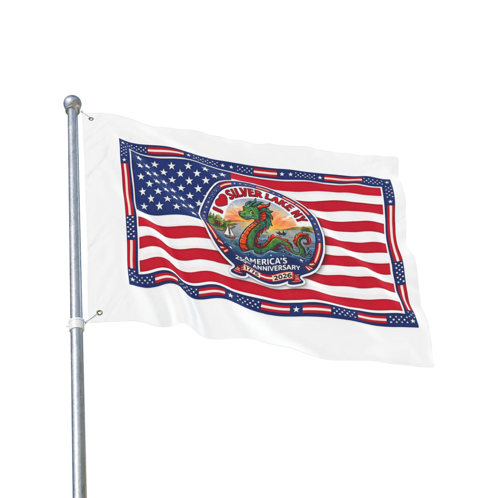 Silver Lake NY 250th Anniversary Double-Sided American Flag — Patriotic Outdoor Banner