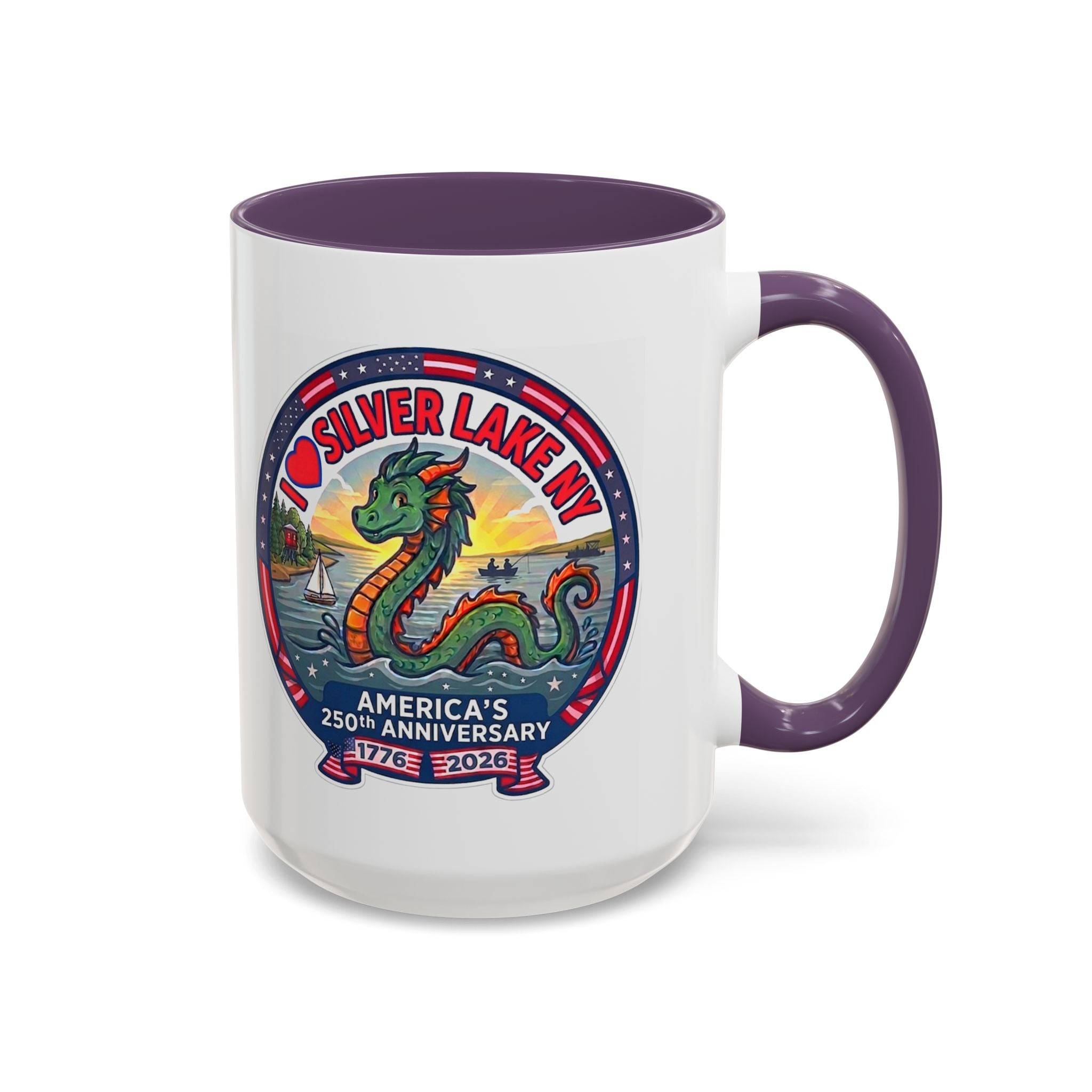Silver Lake NY Sea Serpent Coffee Mug - "I Love Silver Lake NY" 250th Anniversary Accent Mug (11/15oz)