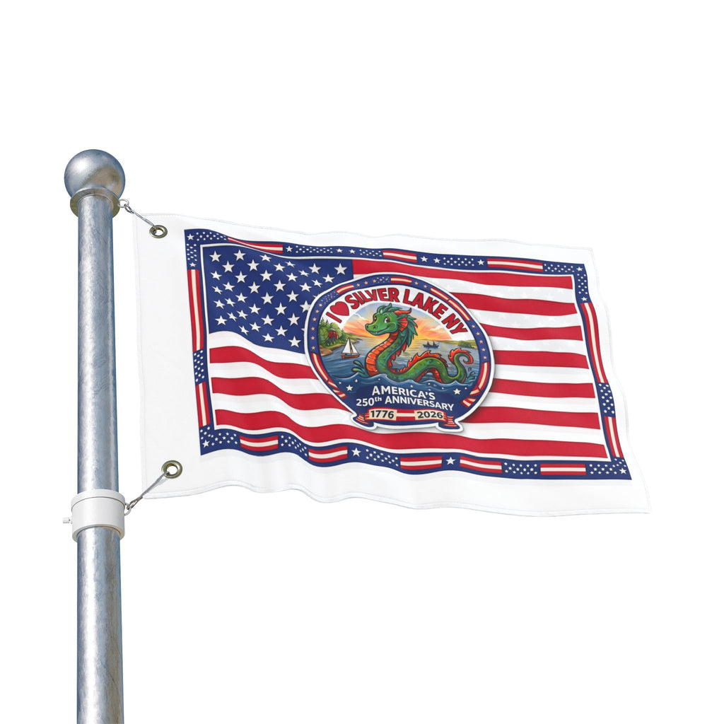 Silver Lake NY 250th Anniversary Double-Sided American Flag — Patriotic Outdoor Banner