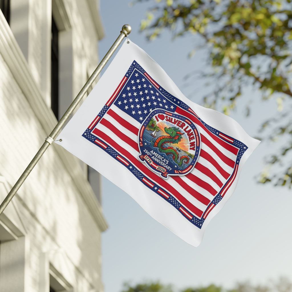 Silver Lake NY 250th Anniversary Double-Sided American Flag — Patriotic Outdoor Banner