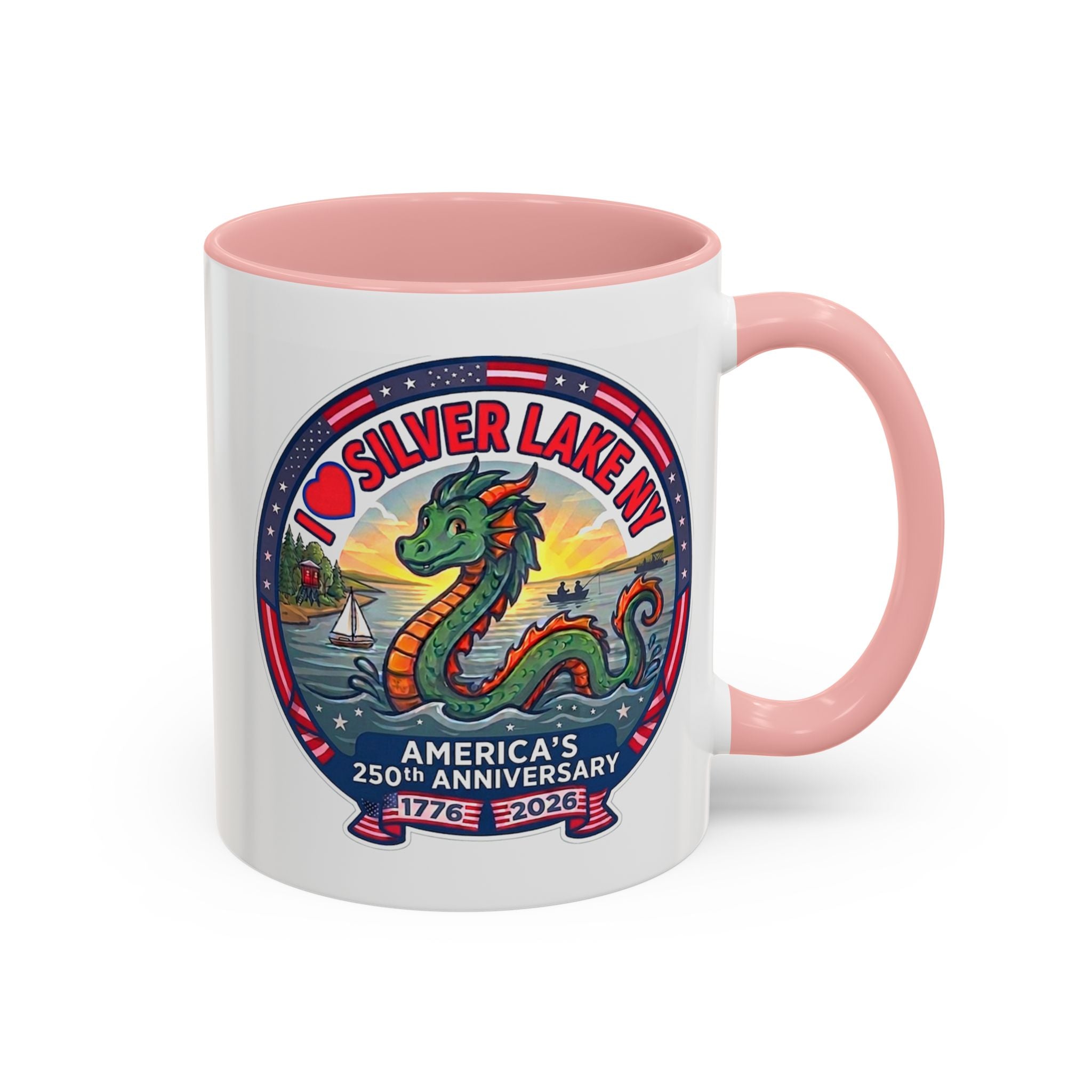 Silver Lake NY Sea Serpent Coffee Mug - "I Love Silver Lake NY" 250th Anniversary Accent Mug (11/15oz)