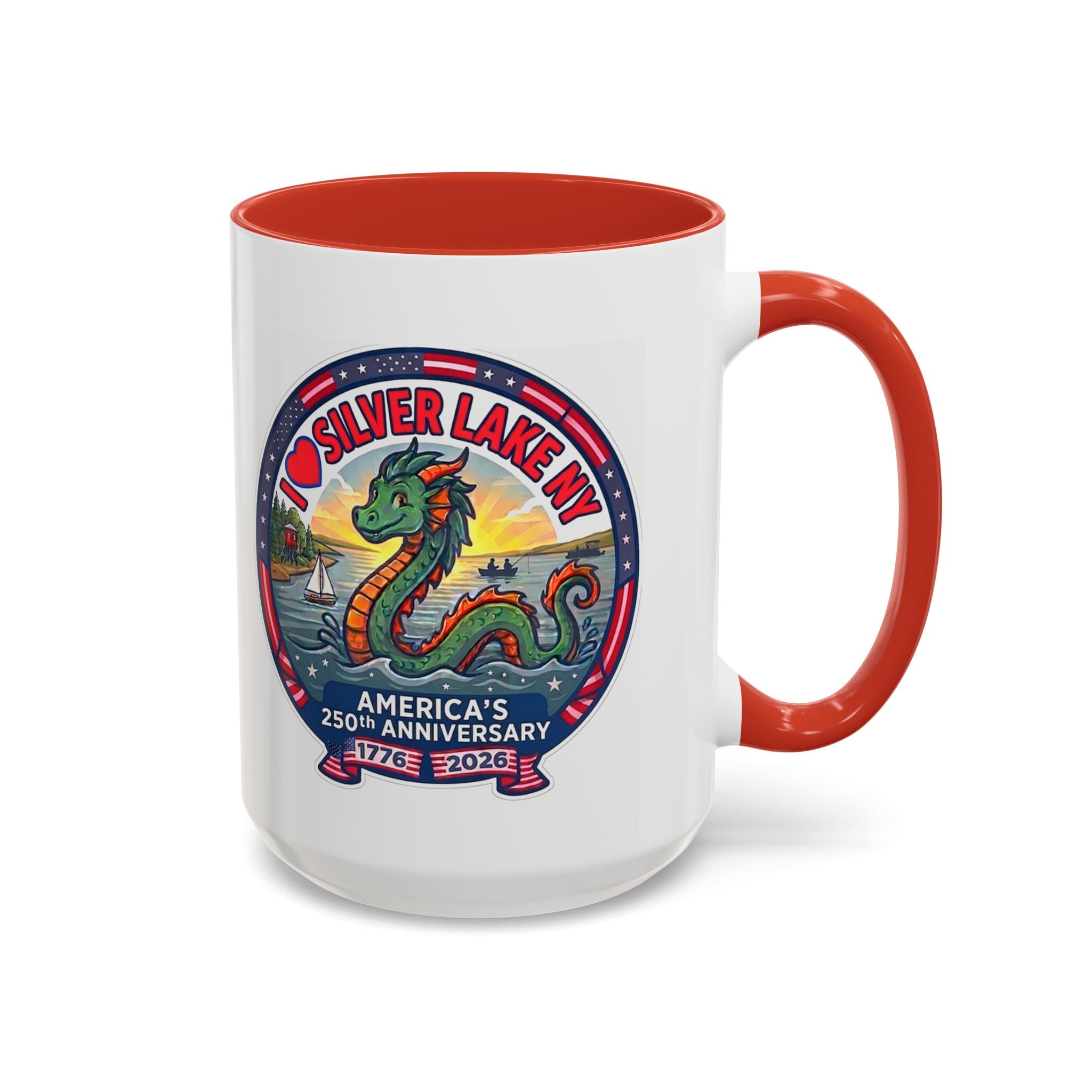 Silver Lake NY Sea Serpent Coffee Mug - "I Love Silver Lake NY" 250th Anniversary Accent Mug (11/15oz)