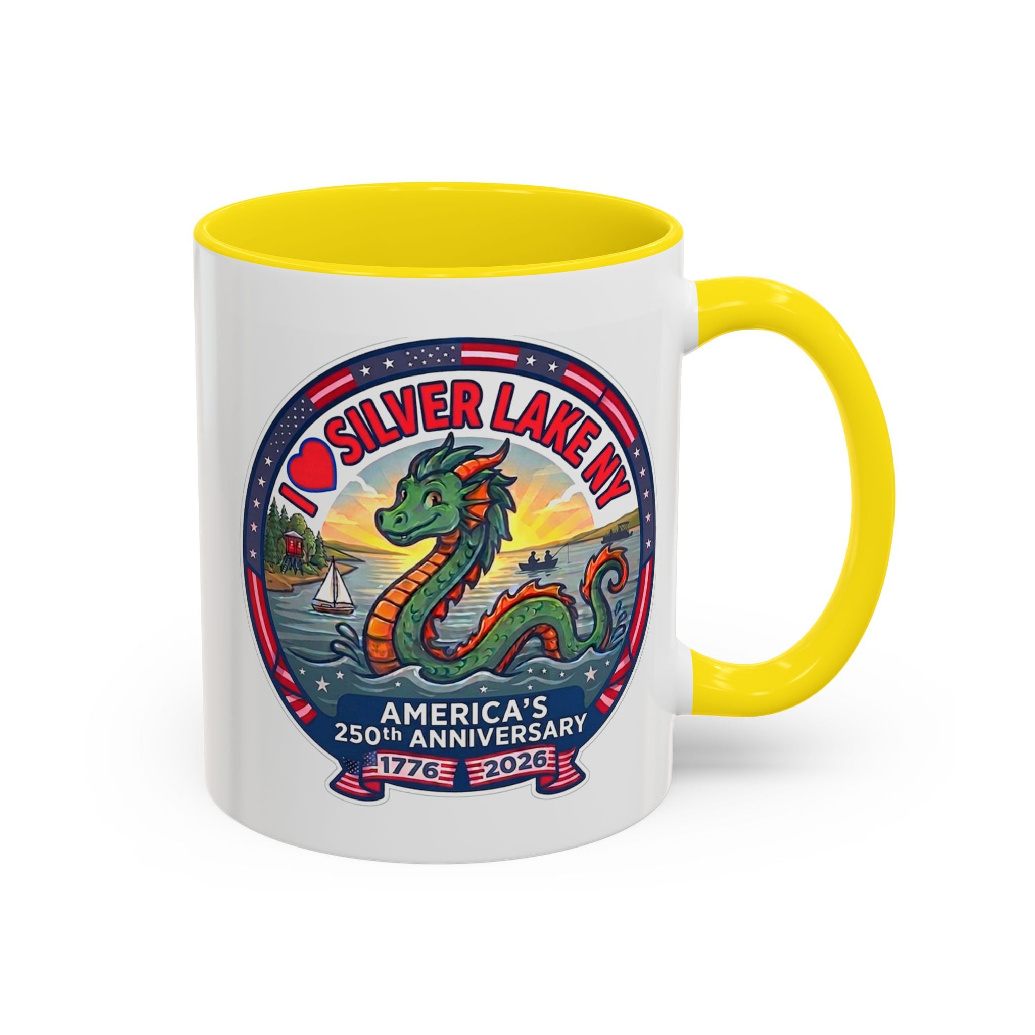 Silver Lake NY Sea Serpent Coffee Mug - "I Love Silver Lake NY" 250th Anniversary Accent Mug (11/15oz)