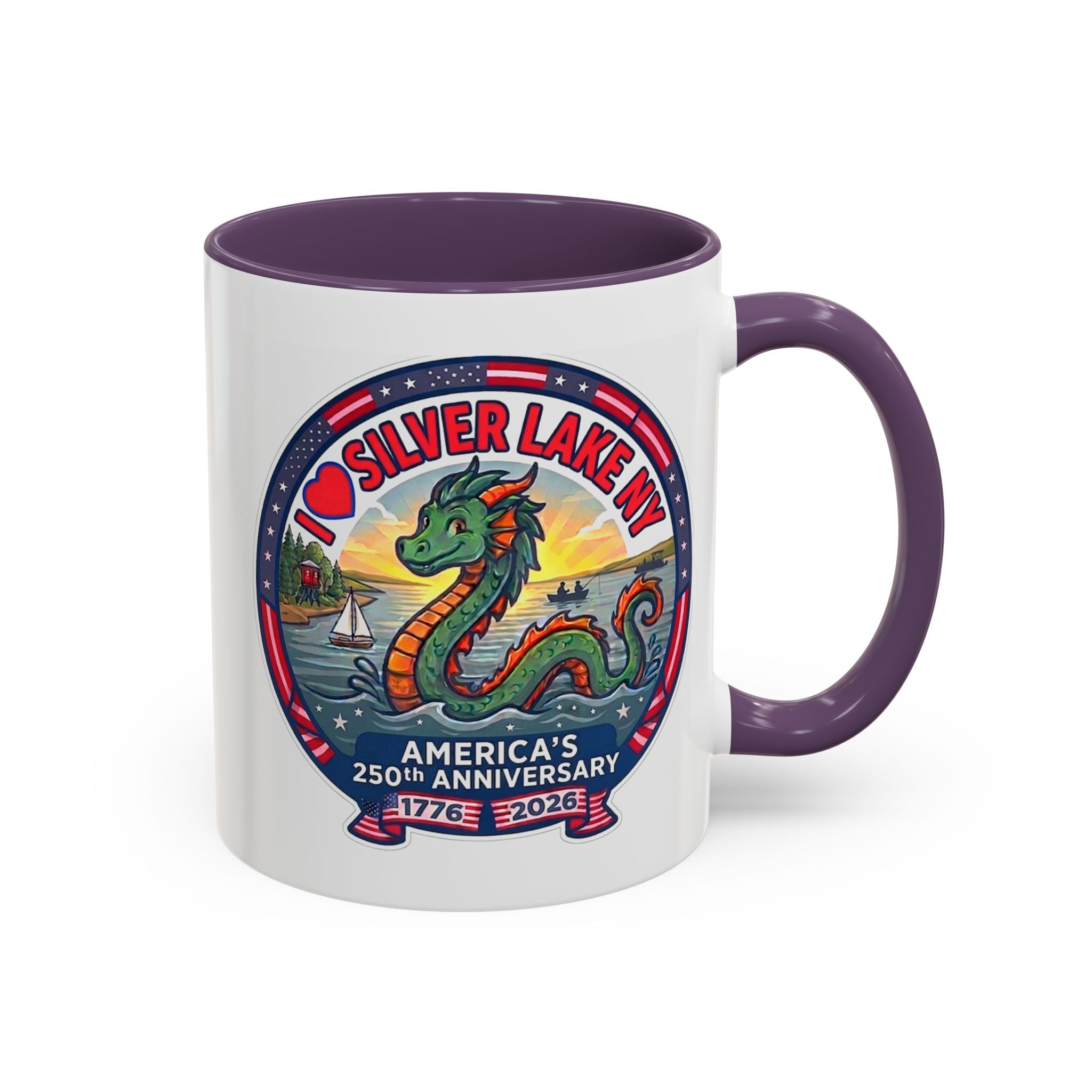 Silver Lake NY Sea Serpent Coffee Mug - "I Love Silver Lake NY" 250th Anniversary Accent Mug (11/15oz)