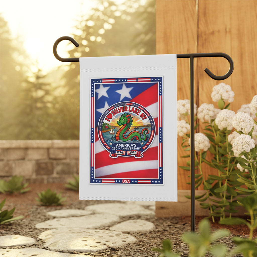 Patriotic Silver Lake NY Garden Flag — 250th Anniversary USA Decorative Banner
