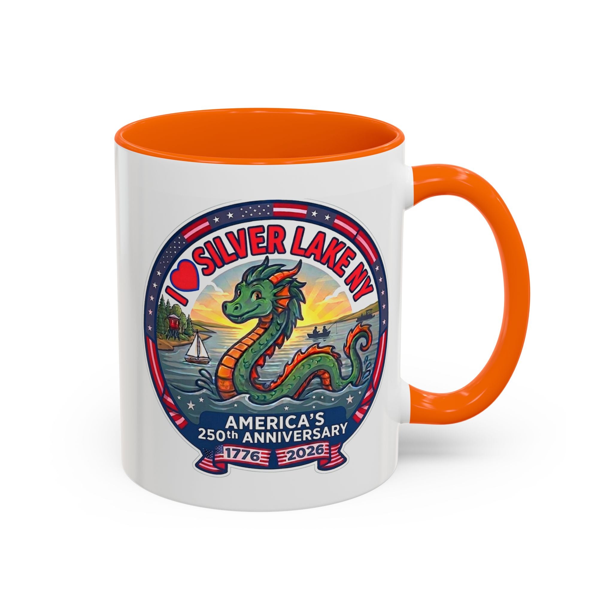 Silver Lake NY Sea Serpent Coffee Mug - "I Love Silver Lake NY" 250th Anniversary Accent Mug (11/15oz)
