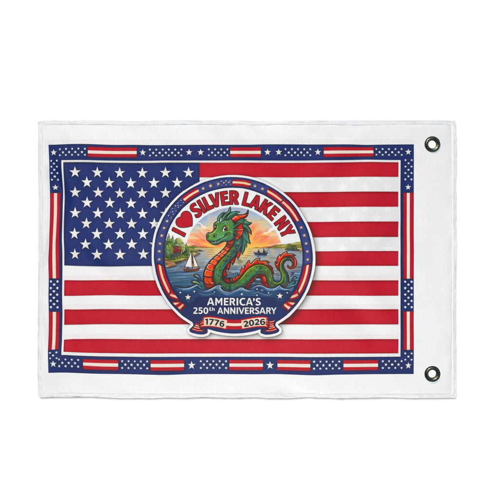 Silver Lake NY 250th Anniversary Double-Sided American Flag — Patriotic Outdoor Banner