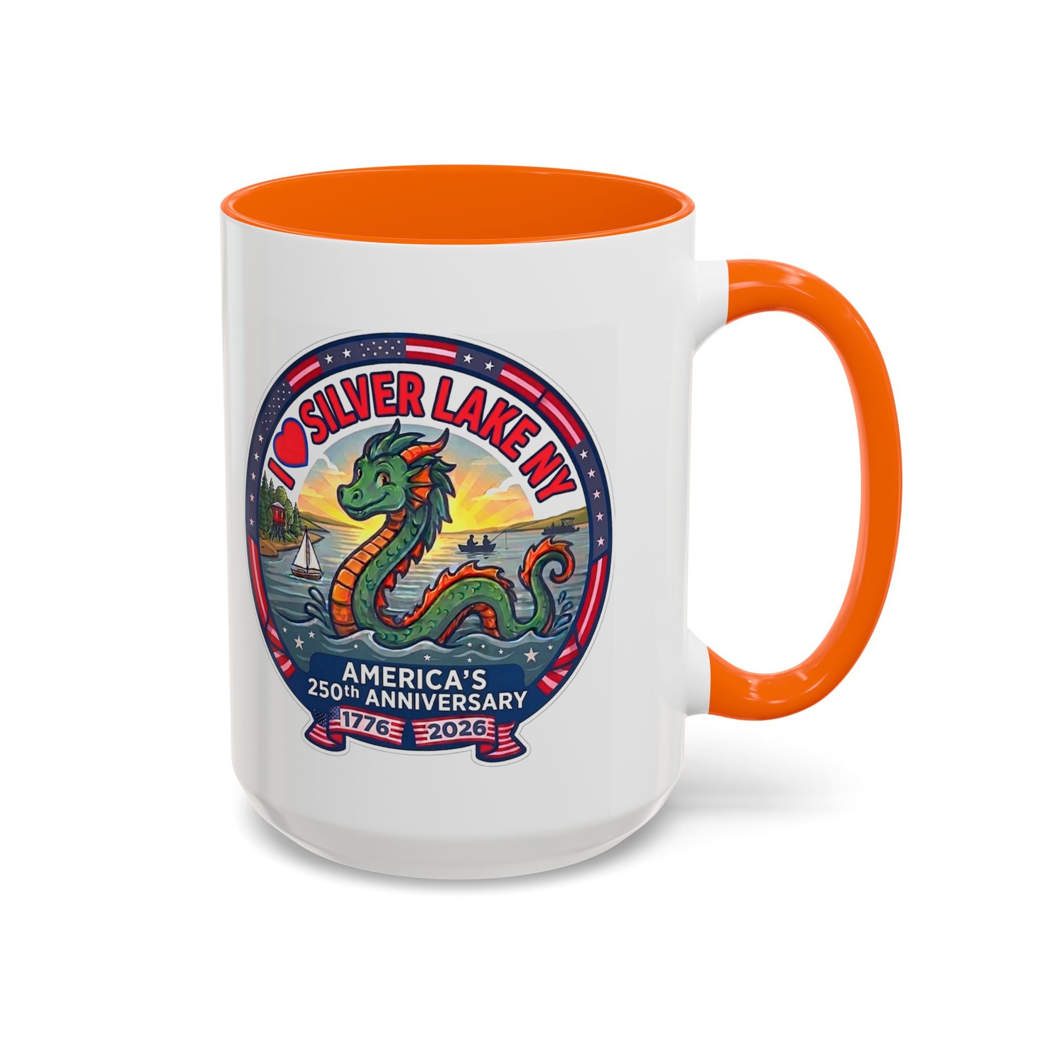 Silver Lake NY Sea Serpent Coffee Mug - "I Love Silver Lake NY" 250th Anniversary Accent Mug (11/15oz)