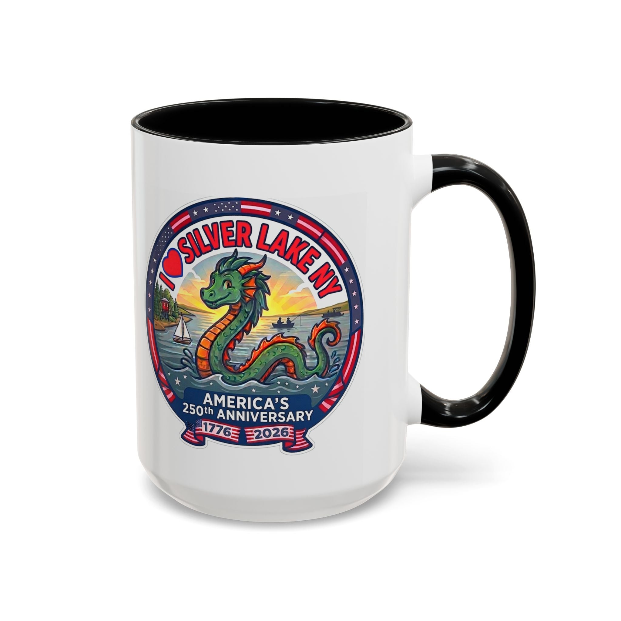 Silver Lake NY Sea Serpent Coffee Mug - "I Love Silver Lake NY" 250th Anniversary Accent Mug (11/15oz)