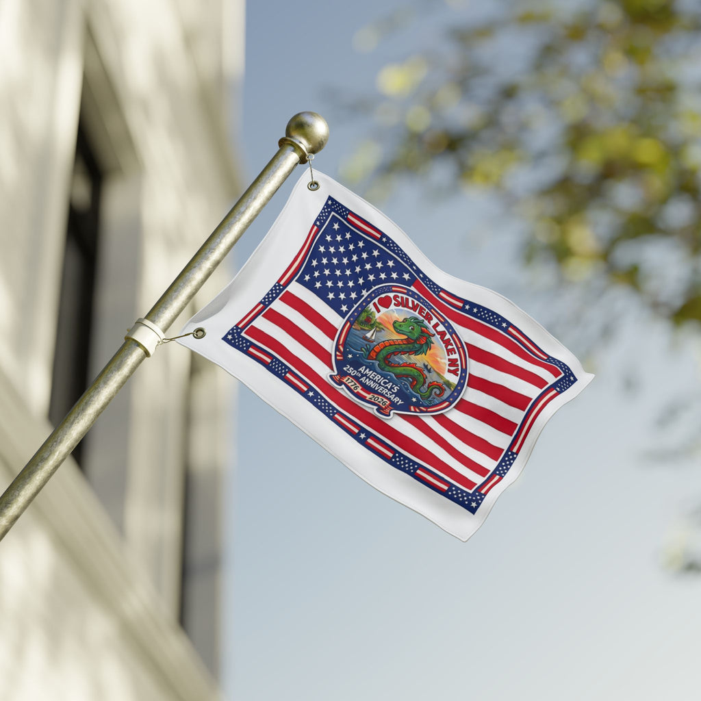 Silver Lake NY 250th Anniversary Double-Sided American Flag — Patriotic Outdoor Banner