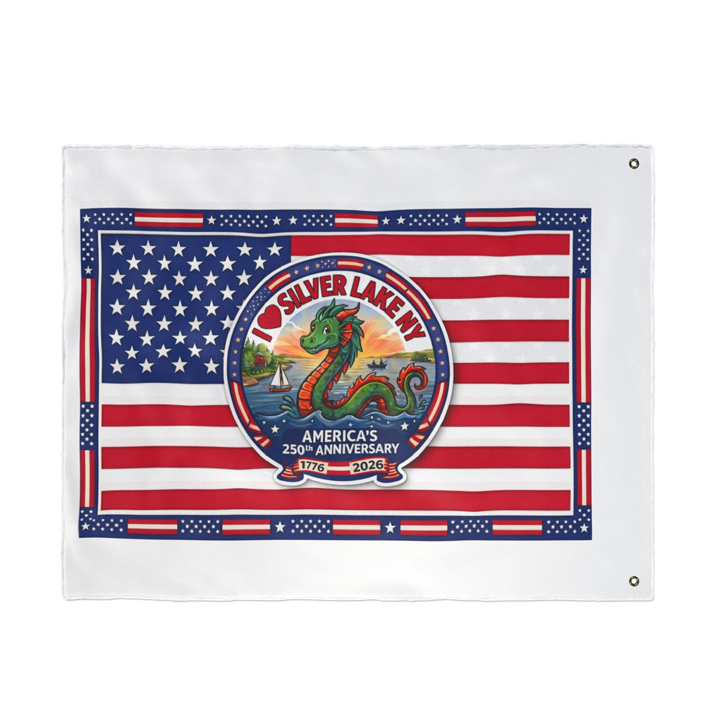 Silver Lake NY 250th Anniversary Double-Sided American Flag — Patriotic Outdoor Banner