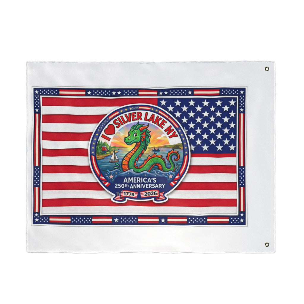 Silver Lake NY 250th Anniversary Double-Sided American Flag — Patriotic Outdoor Banner
