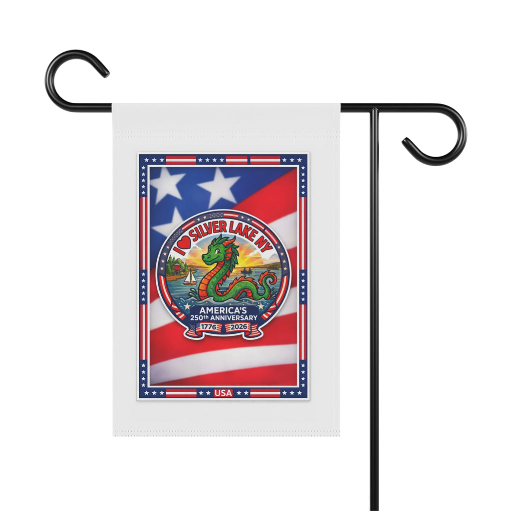 Patriotic Silver Lake NY Garden Flag — 250th Anniversary USA Decorative Banner