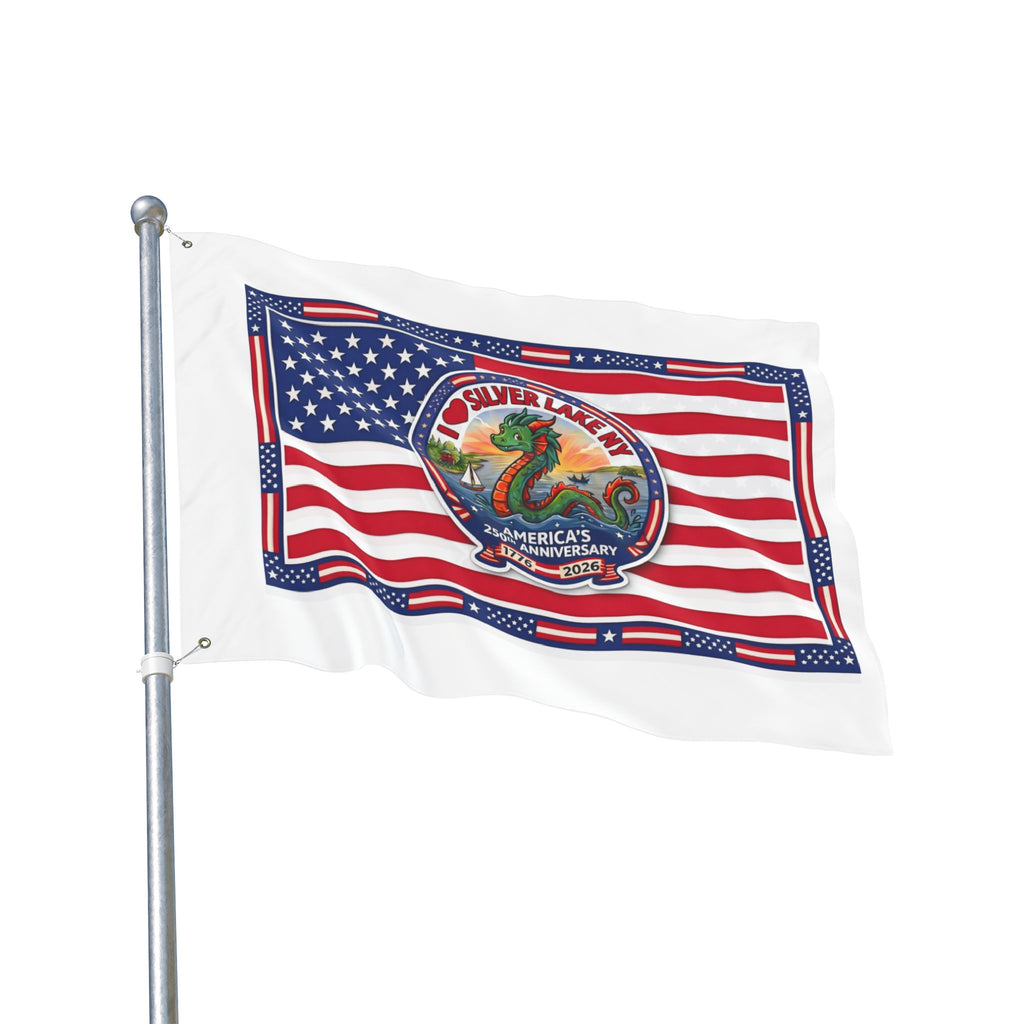 Silver Lake NY 250th Anniversary Double-Sided American Flag — Patriotic Outdoor Banner