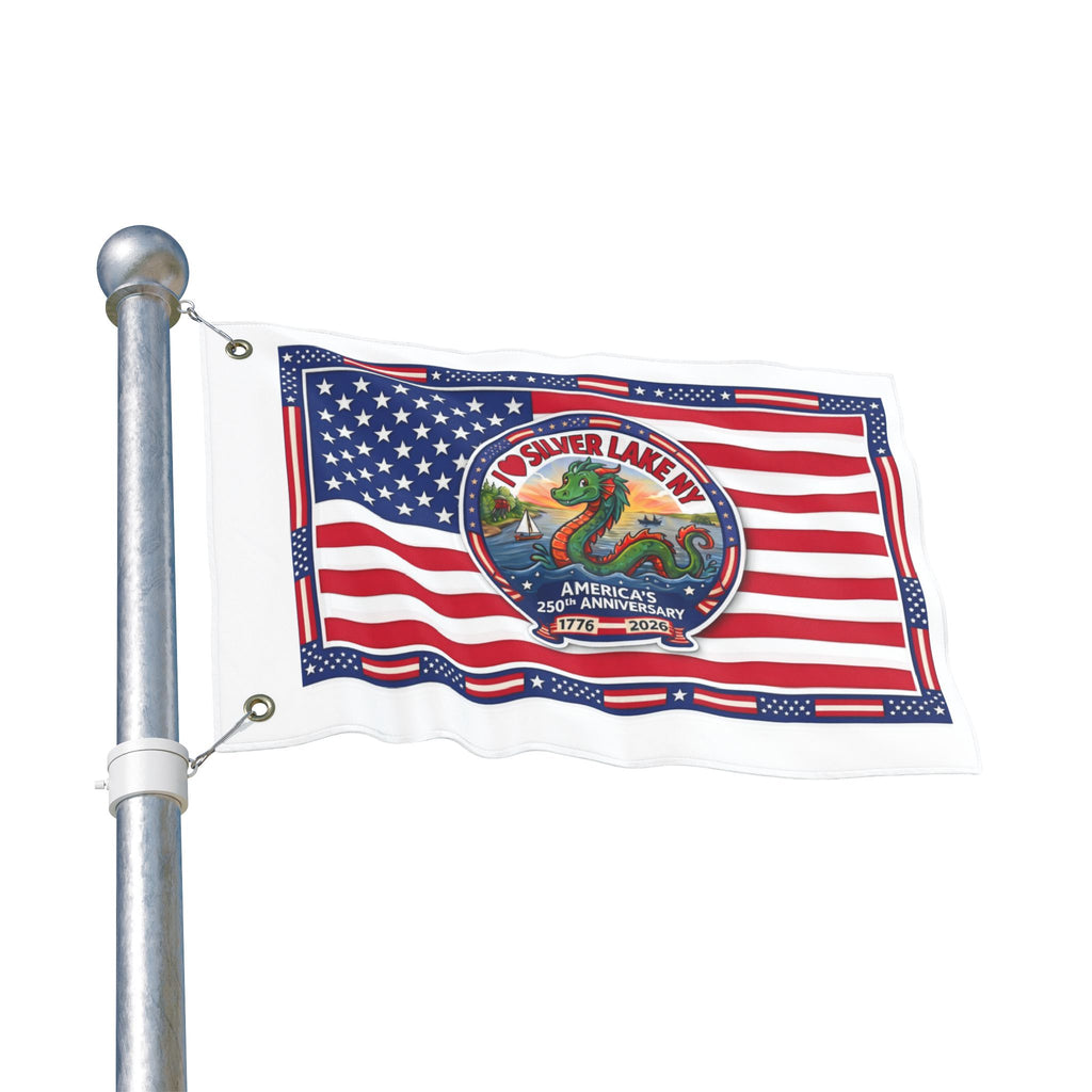 Silver Lake NY 250th Anniversary Double-Sided American Flag — Patriotic Outdoor Banner