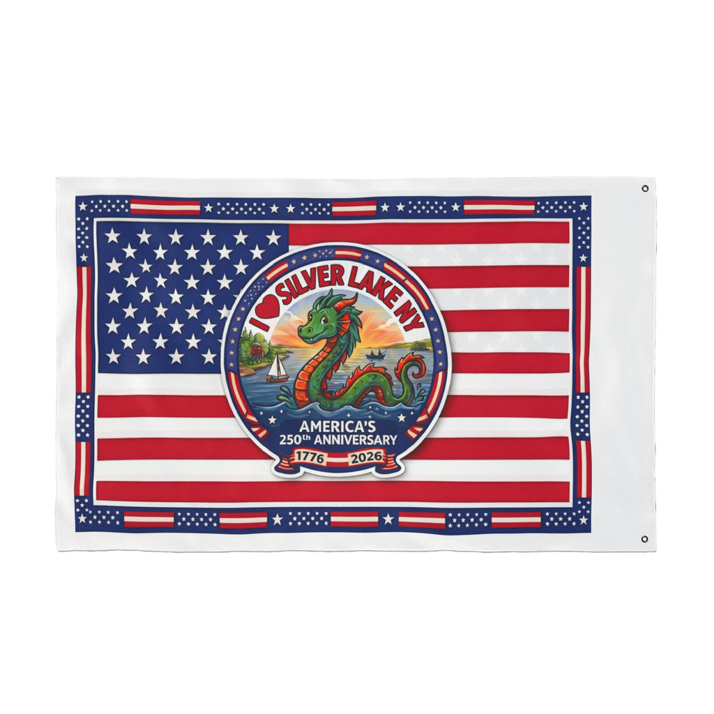Silver Lake NY 250th Anniversary Double-Sided American Flag — Patriotic Outdoor Banner