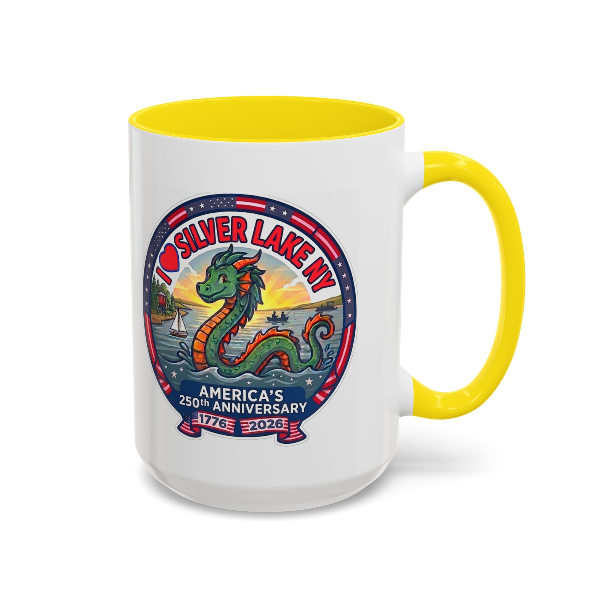 Silver Lake NY Sea Serpent Coffee Mug - "I Love Silver Lake NY" 250th Anniversary Accent Mug (11/15oz)